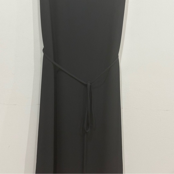 Loft Cross Back Spaghetti Strap Black Dress V neck belted - Picture 6 of 8